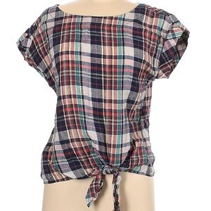 LL Bean Signature Plaid Linen Top